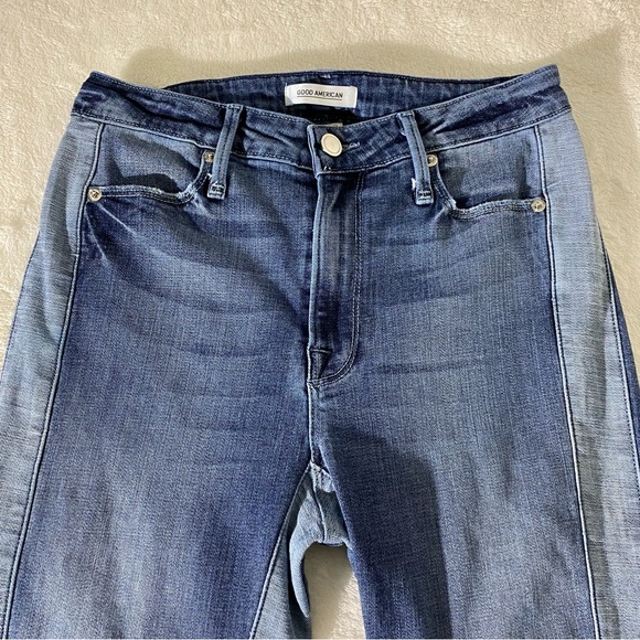 GOOD AMERICAN Good Waist Two Tone High Rise Skinny Jean - Picture 2 of 5